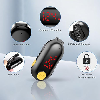 Mini Walkie Talkie Headset: Bluetooth Two-Way Radio FM Transceiver, Portable Small Walkie Talkies for Restaurants, Sports & Outdoor Activities, Wearable for Hospitals & Tourism