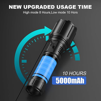 Rechargeable Flashlights High Lumen 2 Pack, 990000 Lumens Super Bright LED Flashlight with 5 Modes & 12 H Run Time, IPX6 Waterproof Powerful Handheld Flash Light for Home, Camping Emergencies