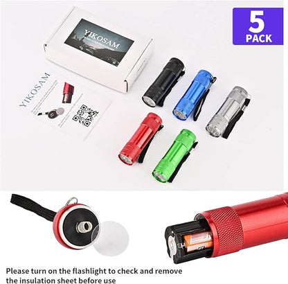 5 Pcs UV Black Light Flashlights Bulk, 9 Led 395-400nm Mini Blacklight Handheld Portable Torch Pet Urine Detector for Bed Bug, Hair, Dog Cat Urine and Stains Batteries Included