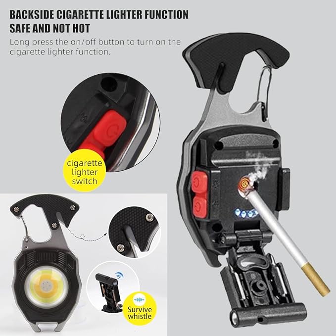 COB Keychain Work Light Keychain Flashlights 7 Light Modes 1600Lumen,portable usb rechargeable cob work light Emergency Light with Folding Bracket Bottle Opener and Magnet Base,Camping and Walking