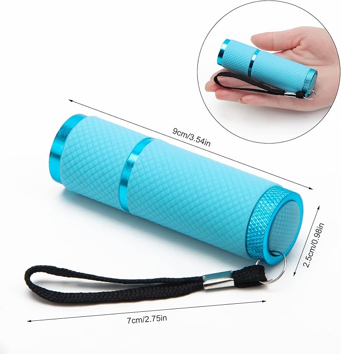 AHIER 9 LED Glow in Dark Flashlights, 12 Pack Rubber Coated Flashlights with Straps, Portable Handy Lights for Camping, Hiking, Indoor, Assorted Colors (Green+Blue+Pink+Yellow)