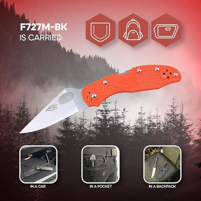 Firebird GANZO F759M Pocket Folding Knife 440C Stainless Steel Blade Nylon Glass Fiber Anti-Slip Handle with Clip Fishing Camping EDC Knife (Orange)