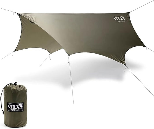 ENO, DryFly Rain Tarp - Heavy-Duty Waterproof Tarp - for Camping, Hiking, Backpacking, Travel, a Festival, or The Beach