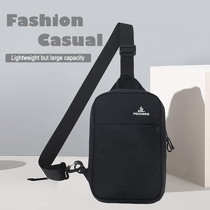 Peicees Small Sling Bag for Women Men Trendy Casual Phone Chest Bag Waterproof Crossbody Daypack
