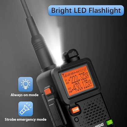 BAOFENG UV-5R Two Way Radio Long Range Walkie Talkies for Adults Handheld Ham Radio with 128 Channels, DTMF, VOX, SOS, Flashlight, 1800mAh Rechargeable Battery, Earpiece