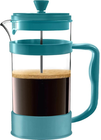 Utopia Kitchen French Press Espresso and Tea Maker with Triple Filters, Stainless Steel Plunger and Heat Resistant Borosilicate Glass (Aqua, 34-oz (Pack of 1))