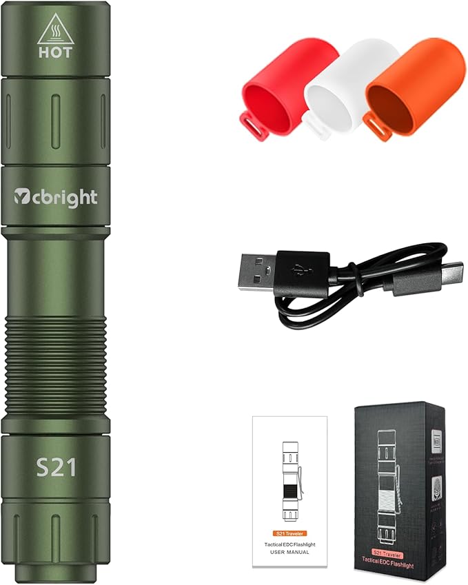 S21 AA Rechargeable Pocket Flashlight,880 High Lumen Mini Flashlight,Portable EDC Flashlight,for Everyday Use and Emergency Situations（Green）