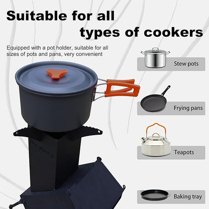 Rocket Stove Wood Burning Camp Stove Rocket Stove for Cooking Portable Wood Mini Burning Stove, Fire Camping Stove for Cooking backyard cooking Camping grill outdoor events BBQ Comes with storage bag