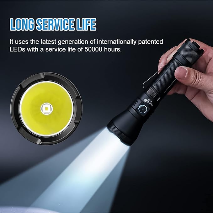 TrustFire T40R Tactical Flashlights, 1800 Lumen Flashlights High Lumens 550 Meter Beam Reach Rechargeable Flashlights Ip68 LED Flashlight 6 Modes Dual Switch Flashlights for Emergencies, EDC, Outdoor
