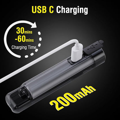 BORUIT S1 Pen Light USB C Rechargeable Keychain EDC Flashlight 80 Lumens Super Bright Pocket Mini Flashlight with 5 Light Modes for Camping Work and Emergencies (Grey)