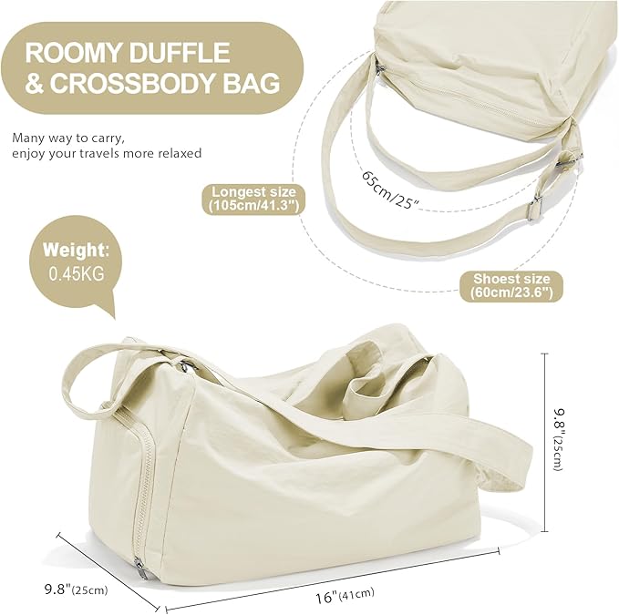 Small Gym Bag with Shoe Compartment, Workout Sport Duffle Bag for Women Travel, Waterproof Shoulder Overnight Bags Lightweight Carry on Tote Bags for Swim, Yoga, Dance