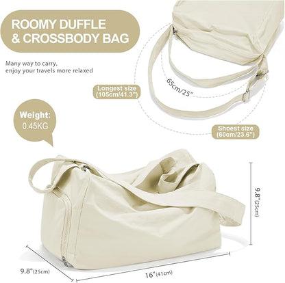 Small Gym Bag with Shoe Compartment, Workout Sport Duffle Bag for Women Travel, Waterproof Shoulder Overnight Bags Lightweight Carry on Tote Bags for Swim, Yoga, Dance