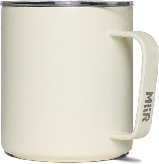 MiiR, Camp Cup, Vacuum Insulated, Splash Proof Press-Fit Slide Lid, Stainless Steel Construction, Sandstone White, 12 Oz