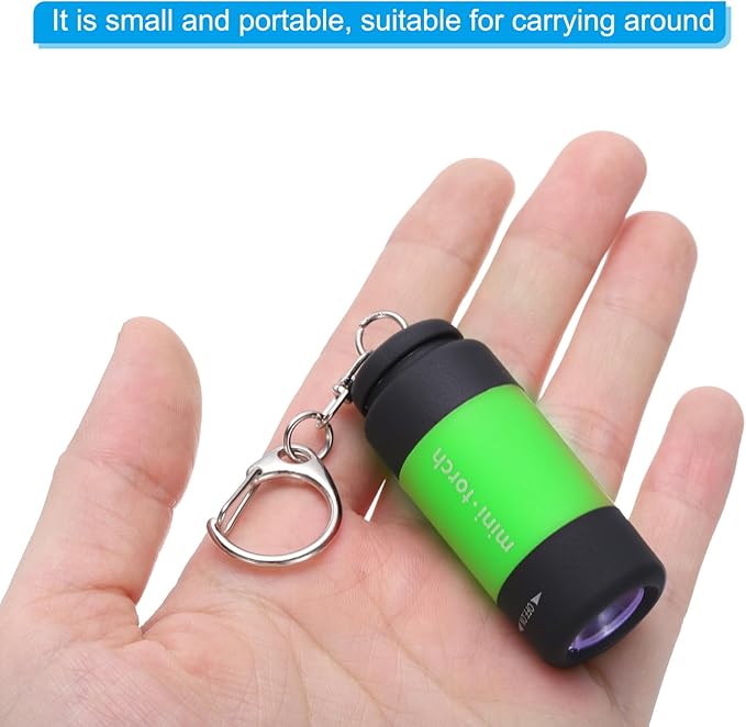 PATIKIL Mini Keychain Flashlight, Pocket LED Flashlight Portable Torch USB Rechargeable for Outdoor Camping Party, Green