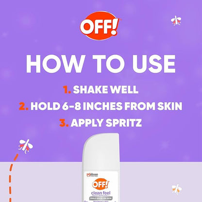 OFF! Clean Feel Insect Repellent Spritz with 20% Picaridin, Bug Spray with Long Lasting Protection from Mosquitoes, Feels Good on Skin, 4 oz