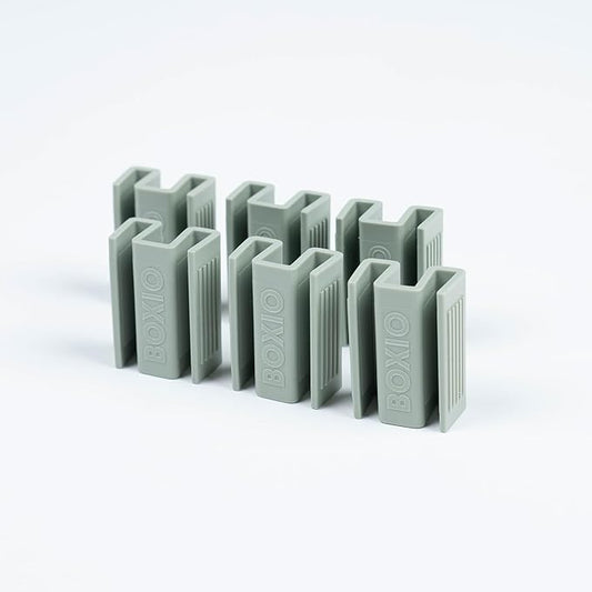 BOXIO - Clip 6 Mounting Clips Products and Euro Boxes in Sage Green, Small