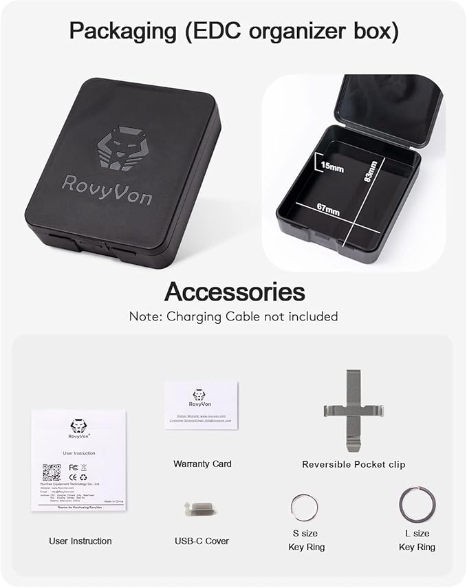 RovyVon E5 700 lumens Small Bright EDC Flashlight, USB C Rechargeable Keychain Flashlight, Support AAA Battery LED Flashlight High Lumens, Dual Power Source EDC Gadgets for Daily Use