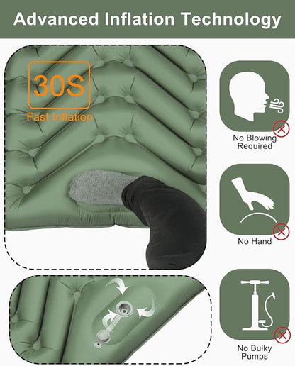 Inflatable Sleeping Pad for Camping, Extra Thick 3.9 Inch Self Inflating Camping Pad with Built-in Foot Pump & Pillow, Ultralight Compact Camping Sleeping Mat for Backpacking Camping Hiking