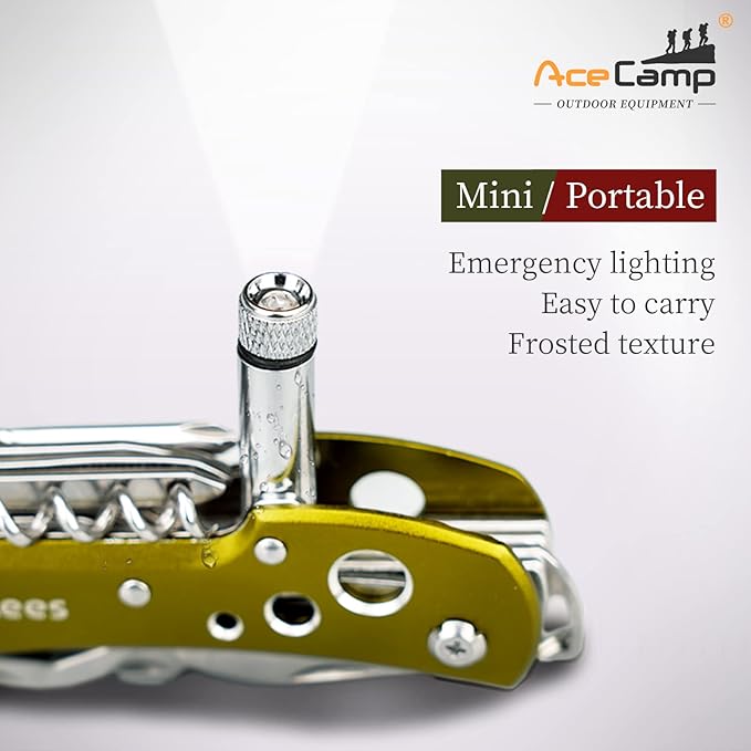 14-in-1 multifunctional pocket tools with led, knives, scissors, corkscrews, screwdrivers, for outdoor, camping, fishing