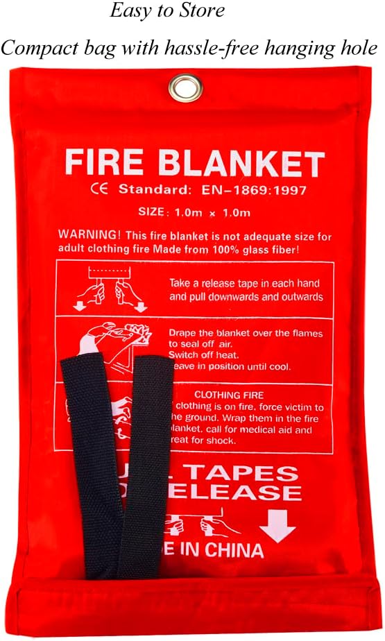 Emergency Fire Blanket for Home Kitchen Fiberglass Fire Suppression Blanket Great for School,Office,Camping,Grill,Car,Warehouse,Emergency Surival Safety (2 Pack,39 in X 39 in)