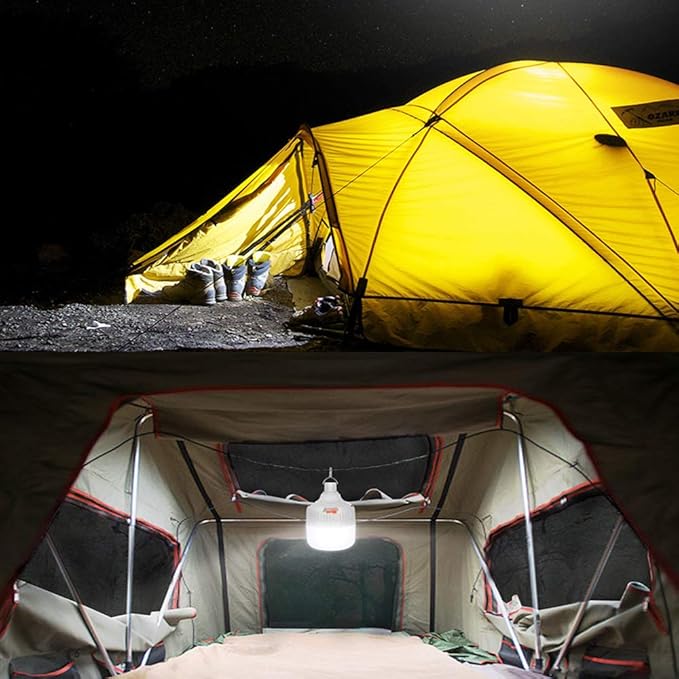 Newest 30W 5500LM Waterproof Rechargeable LED Night Light Bulb,Dimmable Emergency Lights, Outdoor BBQ Hanging Light, Bright Lights for Tent Lantern/Patio/Garden/Power Failure, Pack of 2