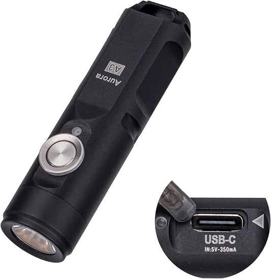 RovyVon Aurora A3 4th Generation EDC Keychain Flashlight, 650 Lumens Super Bright Mini Handheld Flashlight, Powered by USB Rechargeable Built-in Battery for Camping, Outdoors, Everyday Carry