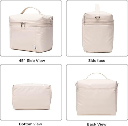 NOL Natural Organic Lifestyle Insulated Lunch Bags for Women Cooler Bag Lightweight Nylon Waterproof Lunch Box For Work (Small, Cream)
