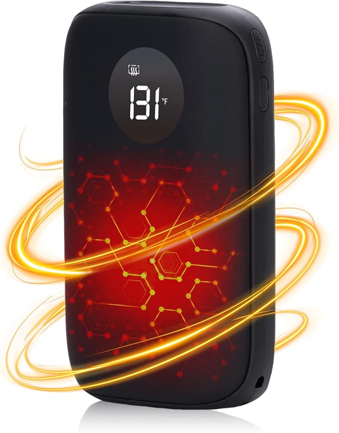 Hand Warmers Rechargeable,9600mAh Portable Pocket Heater Power Bank,10 Hours of Warmth,Dual-Sided Heating,Reusable,20W Fast Charging