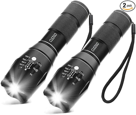 Flashlights High Lumens LED Powerful-Flashlights Handy Light Type 5 Modes Zoomable, Waterproof, Lightweight Flash Lights/Flashlights for Home,Outdoor,Emergencies,Camping,Travel-2 Pack