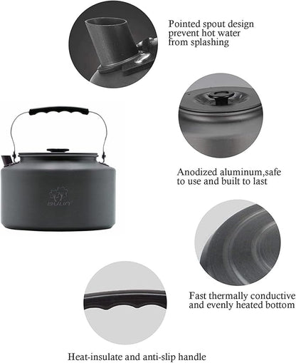 Bulin 2.2L Camping Kettle Camp Tea Coffee Pot Large Outdoor Hiking Kettle Pot Portable 2.4 Quart Camping Tea Kettle