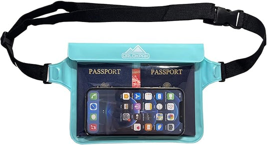 DRLOKPAK Waterproof Waist Bag Pouch Fanny Pack Bum Bag with Secret Holder Keeps Your Phone Kindle Wallet Watch & Valuables Dry - Perfect for Surf Canoe Swim Snorkel Dive Beach Pool(Lime Green)