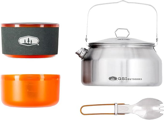 GSI Outdoors Glacier Stainless Minimalist Ultra-Light Cooking System Set, Perfect for One Backpacker