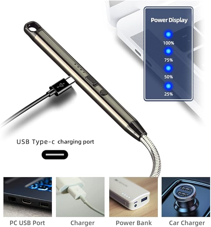 3 Pack Candle Lighter,Arc Lighter with USB Charging,Flameless Windproof,LED Battery Display,Safety Switch,Rotate 360 Degrees,for Aromatherapy,Candles,BBQ,Camping. (Sliver&Grey&Blue)