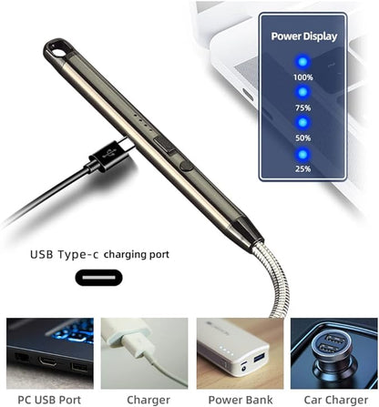 4 Pack Candle Lighter,Arc Lighter with USB Charging,Flameless Windproof,LED Battery Display,Safety Switch,Rotate 360 Degrees,for Aromatherapy,Candles,BBQ,Camping.(Blue&Black&Golden&Silver)