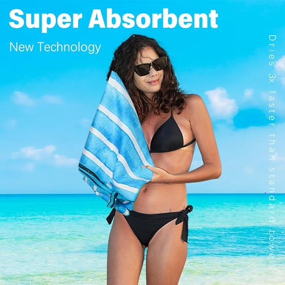 4 Pack Microfiber Lightweight Beach Towel Sand Free Quick Dry Absorbent Thin Compact Towels for Swimming Pool Camping Beach Accessories Large Easy Pack Travel Things for Vacation Essentials Gift