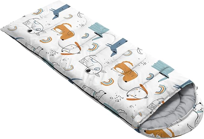 Kids Sleeping Bag for Boys Girls,Cute Puppy Print-Lightweight Warm Portable Outdoor Indoor-Waterproof Cold Weather Resistant Sleeping Bag for Camping Hiking