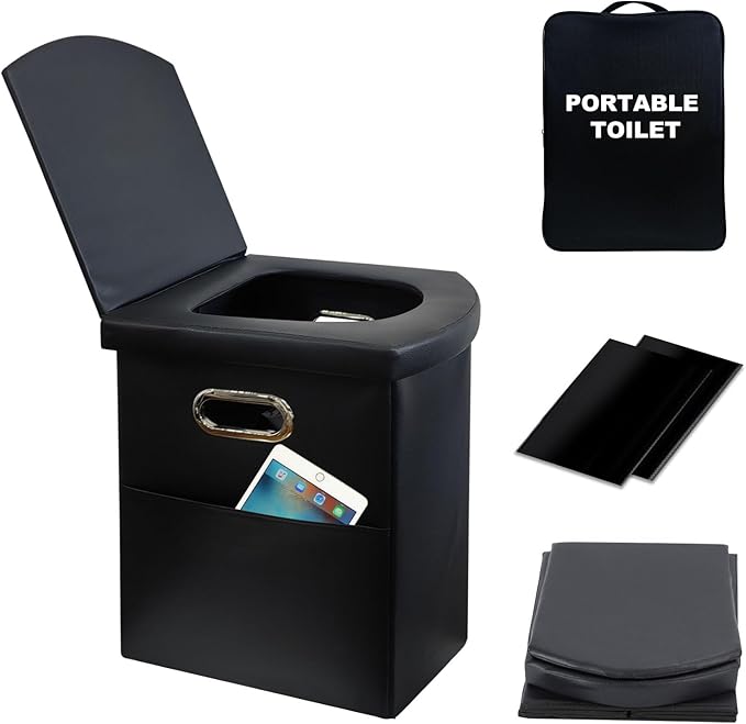 Portable Toilet for Adults, Extra Large 16.5in Height Portable Camping Toilet, Multi-Functional Mobile Toilet, Weight Capacity of 440 pounds, Convenient to Carry, Suitable for Camping, Car