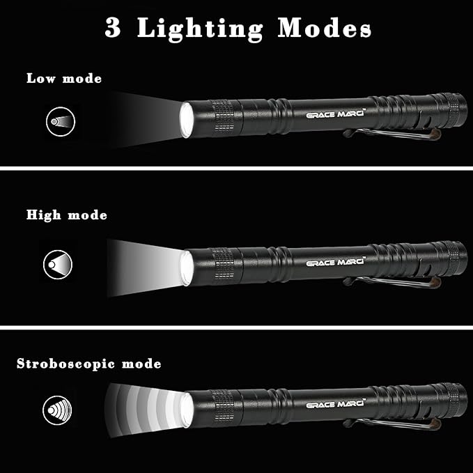 Pen Light Flashlight, Bright Small Handheld Pocket Flashlight, 3 Modes Mini Small Flashlights High Lumens with Clip LED Pen Flashlight for Camping Emergency Inspection Outdoor, 5 Pack