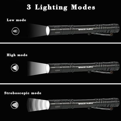 Pen Light Flashlight, Bright Small Handheld Pocket Flashlight, 3 Modes Mini Small Flashlights High Lumens with Clip LED Pen Flashlight for Camping Emergency Inspection Outdoor, 5 Pack