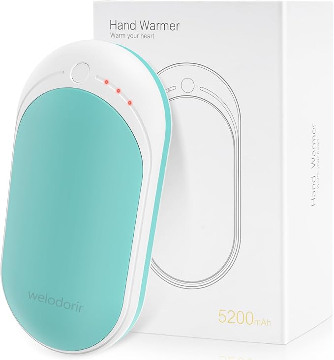 Hand Warmers USB Rechargeable 5200 mAh 1 Pack Electric Portable Reusable Pocket Power Bank Double-Sided Heaters for Heat Therapy Great, Raynauds, Hunting, Golf, Camping, Women Mens Winter Gifts