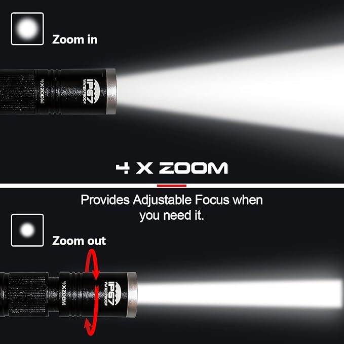 Rechargeable Pen Light Flashlight 300 Lumens 3 Lighting Modes Handheld Pocket Small Flashlights with Clip, Zoomable Waterproof Perfect for Emergency, Inspection, Repair, Camping