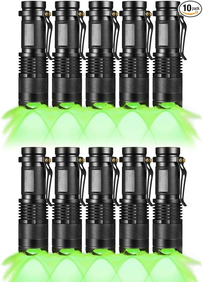 10 Pack Green Light Flashlight, 1 Mode Green LED Flashlight, Green Light for Night Observation