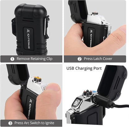 Extremus Blaze 360 USB Rechargeable Electric Arc Plasma Lighters - Waterproof & Windproof for Camping, Hiking, Outdoor Adventures