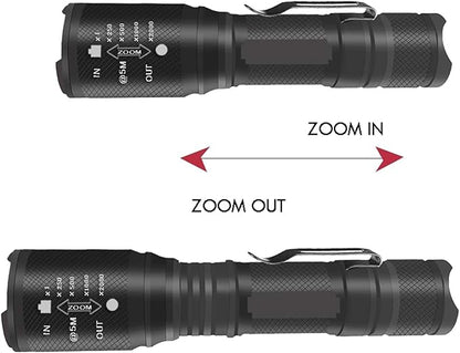 2 Pack Tactical Flashlight,Ultra Bright 3000 Lumens Zoomable 5 Light Modes LED Flashlights for Camping Hiking Emergency, Hurricane, Power Outage,