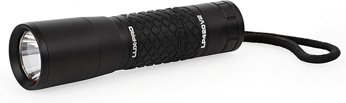 LUXPRO 300 Lumen LED Handheld Flashlight - Feature Enhanced Rubber Grip and Aircraft-Grade Aluminum - Pocket-Sized Camping Accessories with Wrist Lanyard - Batteries Included