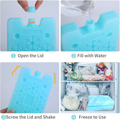 Bodaon Ice Packs for Lunch Boxes, Lunch Cooler Bag, Reusable Small Lunch Box Ice Pack for Cooler, Lunchbox Accessories, Lunch Bag Freezer Long Cold Blue Ice Packs Blocks for Coolers, Kids, Adults