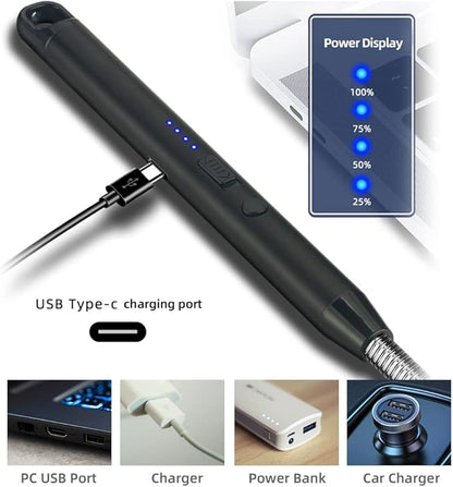 2 Pack Candle Lighter,Arc Lighter with USB Charging,Flameless Windproof,LED Battery Display,Safety Switch,Rotate 360 Degrees,for Aromatherapy,Candles,BBQ,Camping.(Black&Silver)