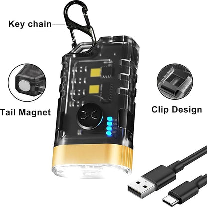 LOVME Keychain Flashlight,EDC Flashlight Bright 800 LM, Small Powerful Flashlight with 365nm UV Mini Flashlight with Clip, for Hiking and Camping