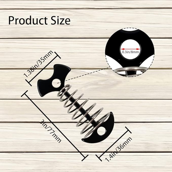 10Pcs Deck Anchor Pegs with Spring Buckle, Fishbone Tent Rope Tightener, Windproof Deck Plank Board Tent Stakes Aluminum, Tents Tensioner for Outdoor Camping Hiking Tent Accessories (Black)