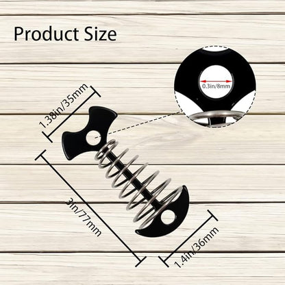 10Pcs Deck Anchor Pegs with Spring Buckle, Fishbone Tent Rope Tightener, Windproof Deck Plank Board Tent Stakes Aluminum, Tents Tensioner for Outdoor Camping Hiking Tent Accessories (Black)
